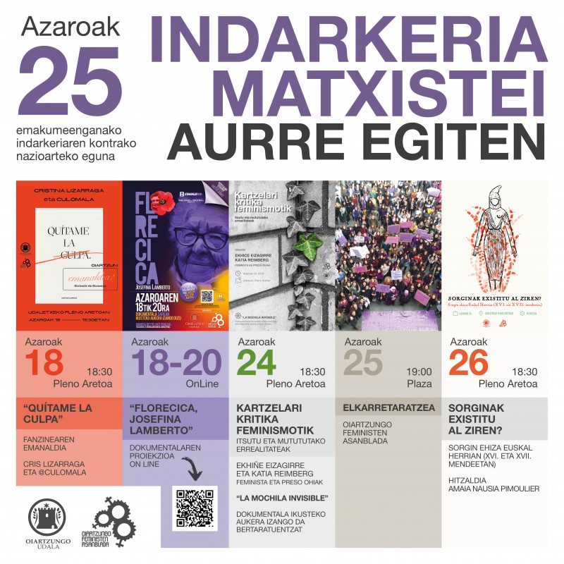 Kartzela eta sorgin-ehiza hizpidera datorren astean, emakumeenganako indarkeriaren adierazle